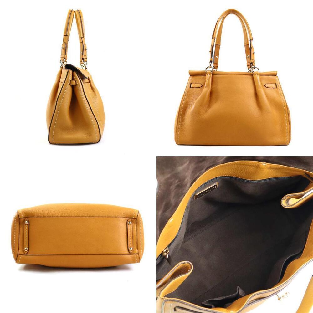 Salvatore Ferragamo brown handbag gold Gancini leather Brown Gold